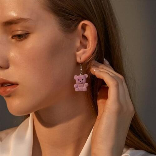 Fashion Cute Hair Small Bear Pendant Earrings For Women Girls Lovely Cartoon Animal Charms Dangle Ear Jewelry Party Gifts