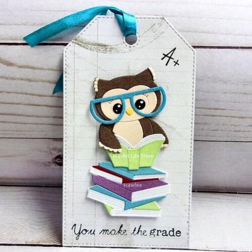 Wise Owl is Reading Metal Cutting Dies Animal Doll Stencil for DIY Scrapbooking Cards Decorative