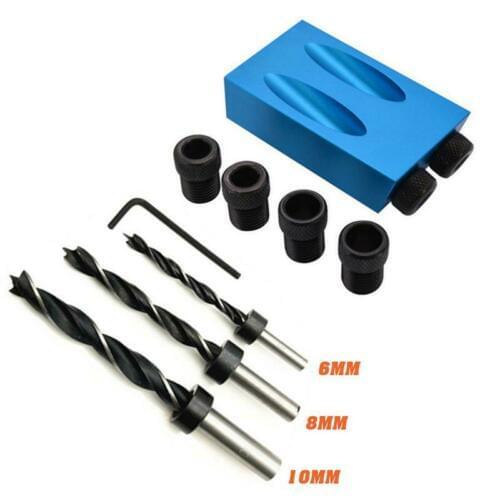 14pcs Oblique Hole Locator Drill Bit Woodworking Pocket Hole Jig Kit Angle Drill Guide Set Hole Puncher