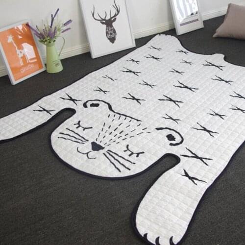 Non-slip White Tiger Quilting Mat 97x130cm and 130x185cm size Polyester fabric carpet parlor crawling mat for kids children