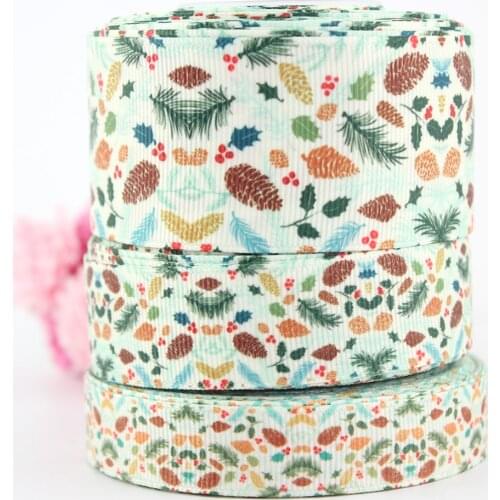 New leaf print sewing accessories ribbons floral printed grosgrain ribbon 16mm 22mm 38mm 10 yards DIY bows for crafts tape