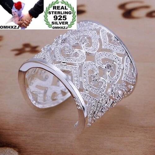 OMHXZJ Wholesale European Fashion Woman Man Party Wedding Gift White Vintage AAA Zircon Open 925 Sterling Silver Ring RR233