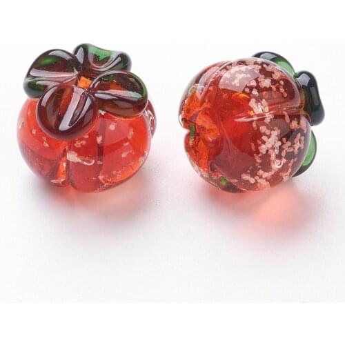 Pandahall 50pcs Pumpkin Luminous Handmade Lampwork Beads Loose Beads for DIY Jewelry Making Earrings Bracelet Handmade Crafts