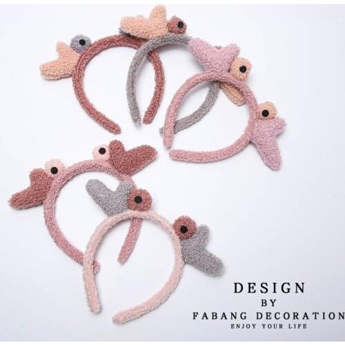 1PCS Cute Little Crab Hair Holder Hairbands Fleece Bow Animal Ears Headband For Women Girls Turban Fashion Hair Accessories