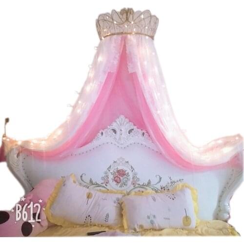 Princess Crown Mosquito Net Bed Curtain Girl Children Room Decor Bedside Yarn Net Romantic Princess Tents Bed Canopy Valance