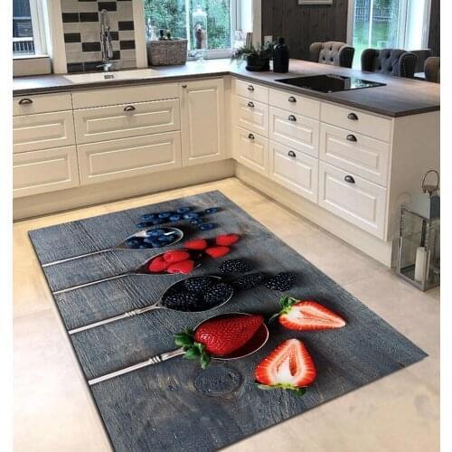 Grey red color fruit strawberry pattern kitchen rug modern carpet rug personalized gift free shipping kitchen grey runner
