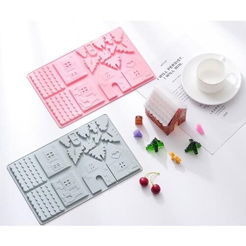Silicone Christmas Gingerbread House Mould DIY Handmade Chocolate Soap Moulds Silicone Mold Cake Mold Decoration Tool Ice Mold
