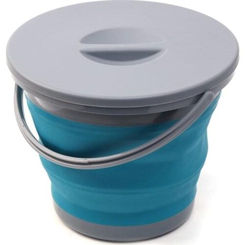5L Folding Bucket with Cover Portable Folding Bucket Car Wash Fishing Promotion Bathroom Kitchen Silicone Bucket Outdoor Camping