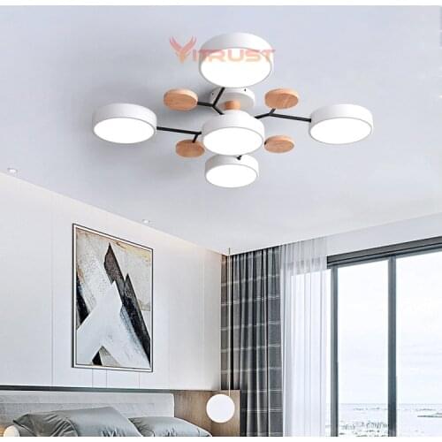 Modern LED Ceiling Lamps Wooden Lights Modern lamp Bedroom Living Room Dining Ceiling Lamps Round thin plafondlamp Lighting