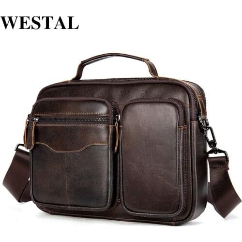 WESTAL Mens Shoulder Bag Mens Genuine Leather Men Handbag Man Bag Crossbody Bags For Men Vintage Messenger Bags Handbags