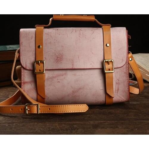 Retro handmade college style men Cambridge bag simple casual natural genuine leather ladies outdoor work shoulder messenger bag