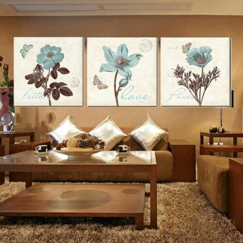 SVITY 3PCS Modular Nordic Canvas Painting Flower Wall Art Print Picture For Living Room Bedroom Decor Poster No Frame Painting