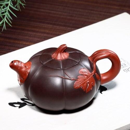 TaoYuan 】 yixing ores are recommended by xiao-lu li pure manual double-color pumpkin pot of 230 cc