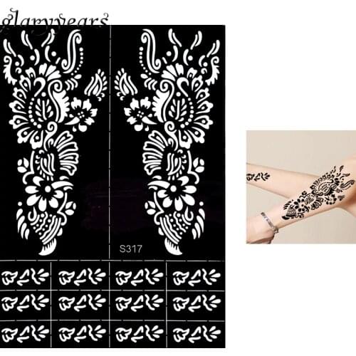 1 Piece Henna Tattoo Stencil Beauty Flowers Airbrush Painting for Women Body Art Henna Paste Drawing Tattoo Stencil Sticker S317