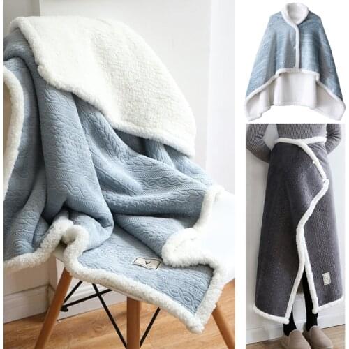 Thicken Mechanical Wash Flannel Blanket Plaids Super Warm Soft Blankets Shawls Warm Blanket Wraps Skirt Female Lamb Wool Hot
