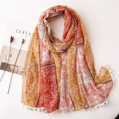 2020 Fashion Soft Paisley Print Trim Scarves Shawls Long Women Soft Floral Sequin Wrap Scarf Hijab Free Shipping