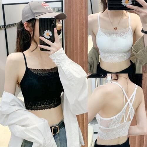 Womens Lace Bra Camisole No Steel Ring Wrapped Chest Vest One Size