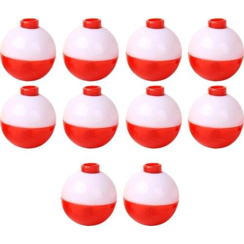 10 Pcs Red White Fishing Bobber Set Plastic Round Float Buoy Outdoor Fishing Gear Fishing Sports Practical Supplies