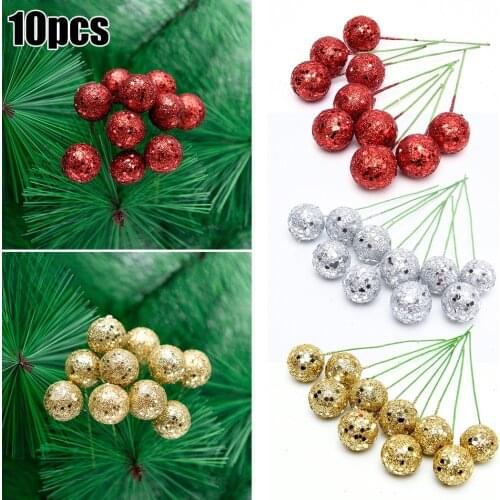 10pcs Christmas Balls Home Decoration String Glitter Christmas Balls Baubles Xmas Tree Hanging Decor Christmas Tree Decoration