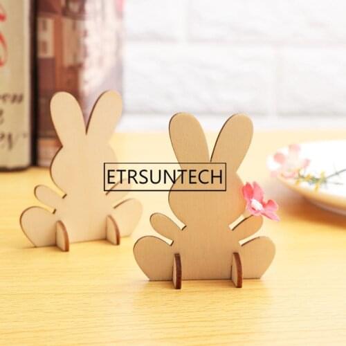 1000pcs Lovely 3D Easter Rabbit Wooden Ornaments DIY Creative Home Decor Embellishments Cutouts Craft Bunny Hanging Ornament