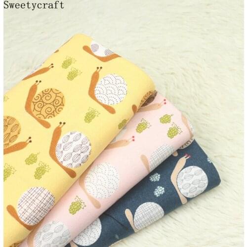 110x45cm High Quality Thick Cotton Fabric By Yard Snails Print Tissus DIY Sewing Bag table cloth curtain pillow Party Home Decor