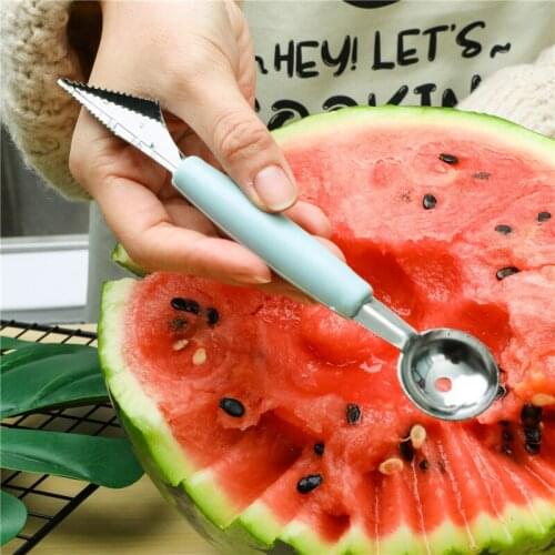 2 In 1 Ice Cream Ball Spoon DIY Assortment Fruit Digging Spoon Tool Watermelon Melon Fruit Carving Gadge Knife