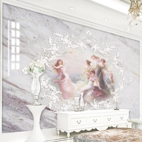 Custom 3D Wallpaper European Style Stereo Angel Jazz White Marble Murals Living Room Bedroom Home Decor Wall Papers For Walls 3D