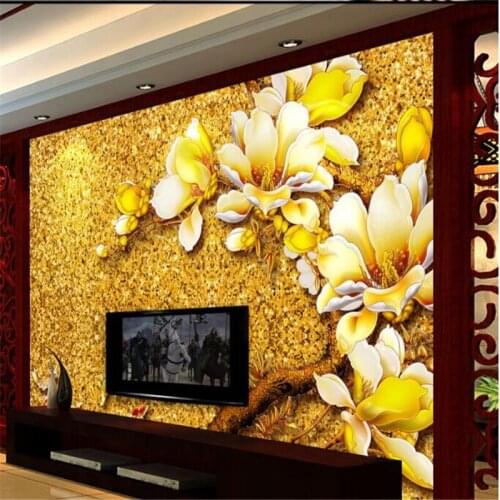 Beibehang 3d custom photo wallpaper wall murals wall stickers Royal Palace magnificent color carving magnolia TV background