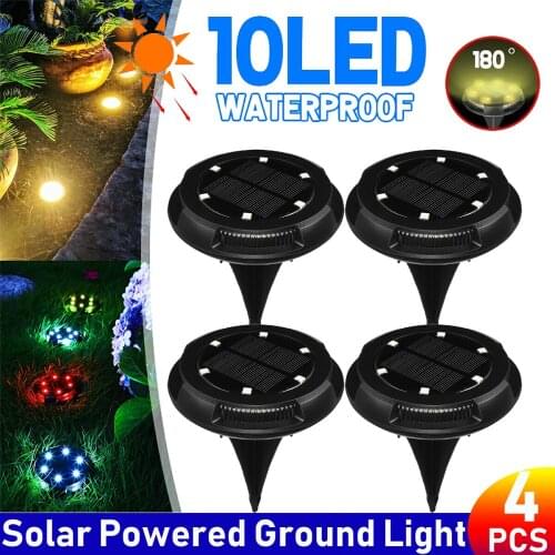 4/2/1 PCS Upgrade Outdoor 10LED Lights Garden Path Way Waterproof In-Ground Buried Solar Power Lights Decking Lamp