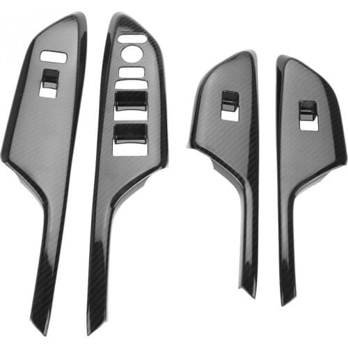 4Pcs Carbon Fiber Style Car Window Switch Panel Door Handle Armrest Trim Fit For Honda Civic 2016 2017 left-hand driving