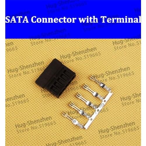 500pcs Pin type 3811- SATA power connectors wiring half golld plated terminals crimp pins a set of:shell + terminal
