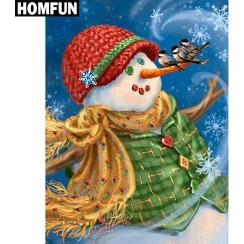 HOMFUN Full Square/Round Drill 5D DIY Diamond Painting "Snowman" Embroidery Cross Stitch 5D Home Decor Gift A06244
