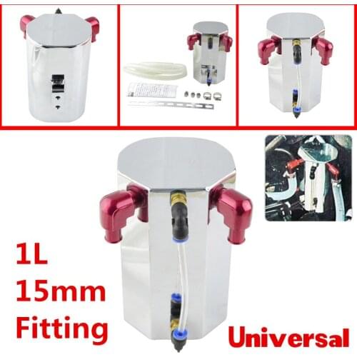 1L Car Metal Oil Catch Tank 15mm Fittings Universal Reservoir