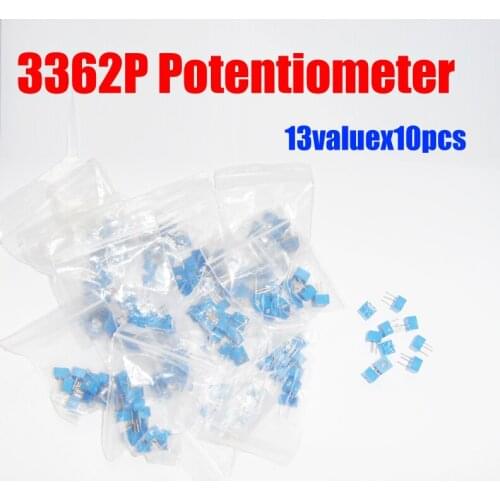 Free Shipping 13valuesX10pc=130pcs 3362P 100R~500K Potentiometer Assorted Kit 101 202 204 105 etc