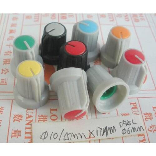 Free Shipping! 10pc Potentiometer knob / diameter 6mm Knob (various colors) / OD 15MM * 17MM high