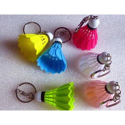 100pcs/lot Emulation Badminton Keychain Bag Pendant candy color keyring Fashion Accessories 5.5*4cm mix colors