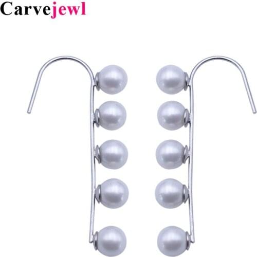 Carvejewl Unique long Hoop earring Korea design gold plating color simulated pearl earring for women wholesale hot sale jewelry