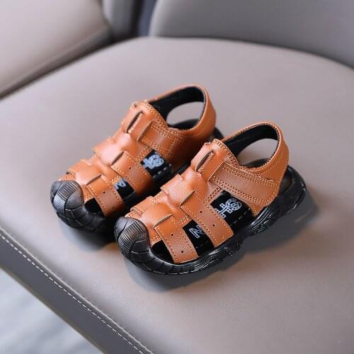 CUZULLAA Baby Summer Shoes for Boys Sandals Children Soft Bottom Closed Toe Fashion Leather Sandals for 1-6 Years Kids Shoes