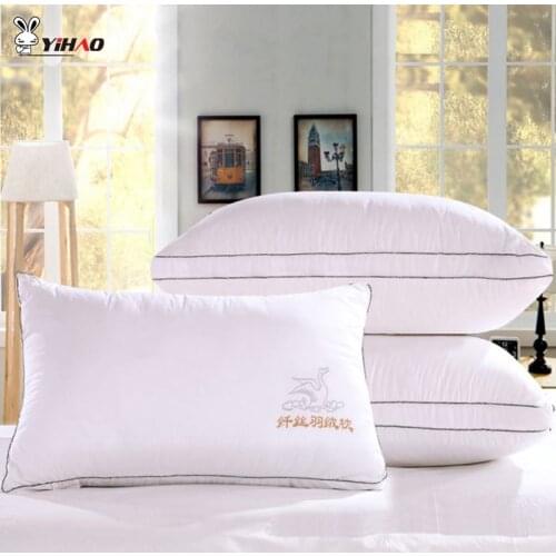 Home Textile 48*74cm 1pcs High Elastic Feather Velvet Pillow 3D White Elegance Health Core Hotel Bedding Feather Pillow