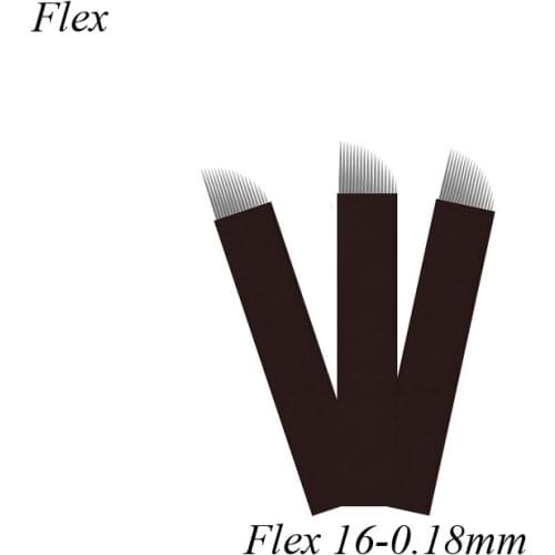 Permanent Makeup Eyebrow Tattoo Blades Needles 16pin Slope 0.18mm Black Needles For Manual Microblading Pen