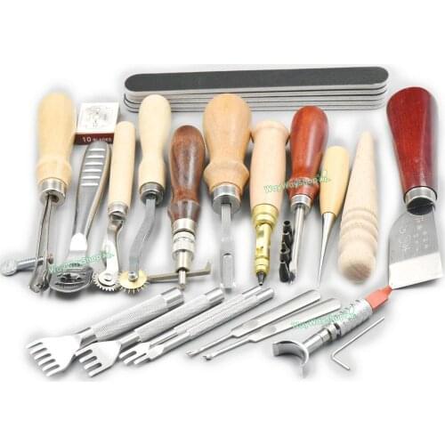 Punch Groover Carving Beveler Slicker AWl rotate DIY Crafts Tools 19 Kit Knives
