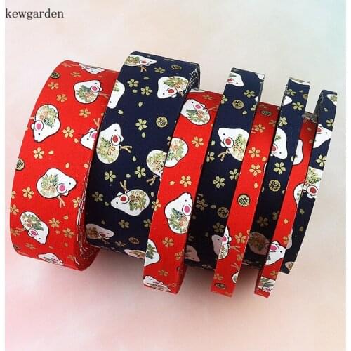 Kewgarden Printed Mouse Bronzing Layering Cloth Ribbon 1" 2" 10 16 25 50mm DIY Bow Corsage Riband Handmade Tape Webbing 5 Meters