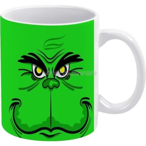 Coffee Mugs Ceramic Personalized Mugs 11 Oz White Mug Tea Milk Cup Drinkware Travel Mug Green Smile Heart