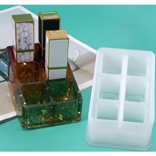 6 Grid Lipstick Storage Box Silicone Casting Molds Mixed Style Epoxy Resin Molds For DIY Jewelry Making Supplies Accessories