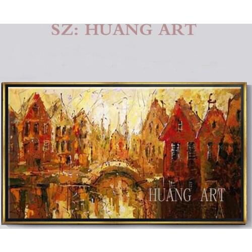 Lobby club coffee house hotel urban architecture modern abstract oil painting printmaking wall free shipping decoration artist f