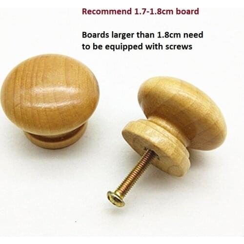 Furniture hardware solid wood handle wooden cabinet door/drawer round single hole mushroom round handle accessories 10 pcs