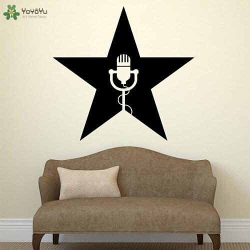 YOYOYU Wall Decal Music Star Pattern Wall Stickers Microphone Art Mural Night Club Party Decoration Accessories Modern DecorCT60