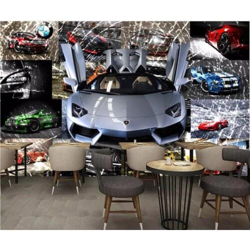 Custom mural 3d photo wallpaper Car sports car broken glass Background wall home decor living room wallpaper for walls 3 d