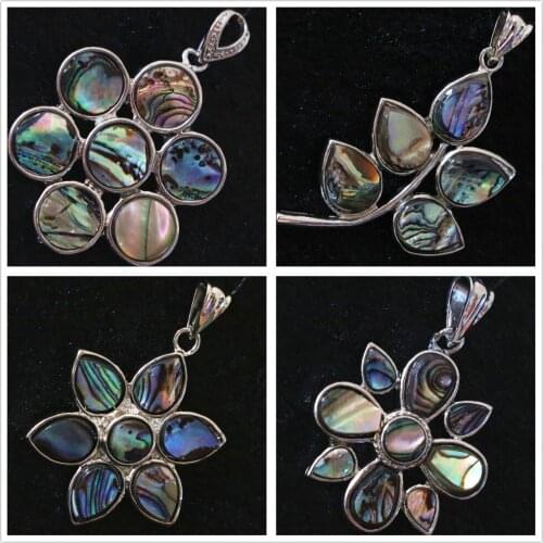 Natural abalone newly shell leaf round flower shape cat eyes beads silver-color purfle pendant charms jewelry B1144