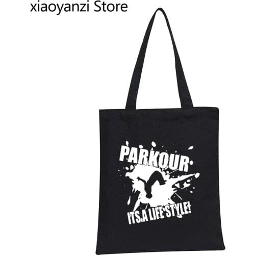 2021 New Parkour Its A Lifestyle Eco Reusable Large Tote Canvas Shoulder Bag Casual Shopper Bag Beach Designer Handbags brand